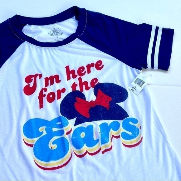 Disney Parks “I’m Here For The Ears” Striped Baseball Style Tshirt NWT - Picture 5 of 10